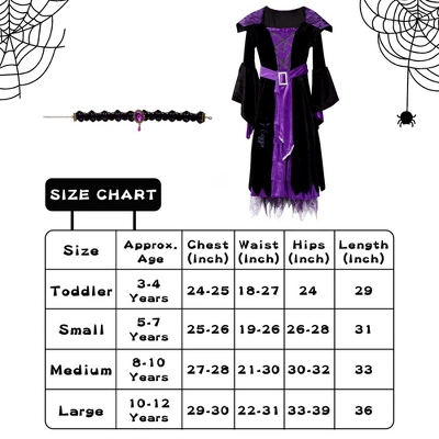 Garvee Witch Costumes With Neck Accessories For Girls, Suitable For Halloween Dress Up Party, Role-Playing 5 Garvee Witch Costumes With Neck Accessories For Girls, Suitable For Halloween Dress Up Party, Role-Playing - Image 3