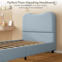 Twin/Full/ Queen Bed Frame With Cloud Boucle Upholstered Headboard, Low Profile Platform, Sturdy Wooden Slats, Noise Free, No Box Spring Needed -Garvee GUEST d71bbca5 798f 4587 a122 038a9e9f46b4