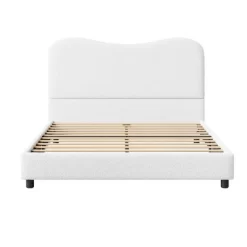 Bed Frame For Kids With Velvet Upholstered Headboard, Cute Low Profile Platform Bed For Girls And Boys, No Box Spring Needed -Garvee GUEST d71cf79e 7e8b 4a7b 9439 30e32085a85d