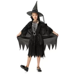 Garvee Black Cloak Witch Costume With Hat--Classic Costume-Plusheddy Girl’s Witch Costume For Kids
