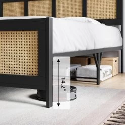 Whizmax King/Queen/Full Size Rattan Bed Frame With Headboard, Boho Cane Platform Bed Frame With Strong Metal Slat, Noise Free, No Box Spring Needed 11 Whizmax King/Queen/Full Size Rattan Bed Frame With Headboard, Boho Cane Platform Bed Frame With Strong Metal Slat, Noise Free, No Box Spring Needed -Garvee GUEST d732ba23 285e 49cd ba03 2d41e0cc6726