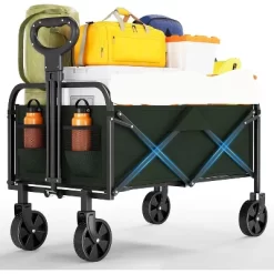 Collapsible Folding Wagon Cart, Heavy-Duty 360LBS Capacity, All-Terrain Utility Wagon With 360° Wheels & Cup Holders For Beach, Camping, Garden -Garvee GUEST d754b6d3 130d 41c0 9c11 0992ec86a535