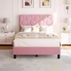 Twin/Full/Queen/King Size Bed Frame With Upholstered Headboard, Wood Slat Platform, No Box Spring Needed, Noise-Free, Easy Assembly, Pink -Garvee GUEST d767b331 4e06 4362 b82c eed114c9024b