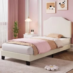 Twin Bed Frame With Adjustable Velvet Headboard, Sturdy Metal & Wood Slat Support, Low-Profile Design For Kids 11 Twin Bed Frame With Adjustable Velvet Headboard, Sturdy Metal & Wood Slat Support, Low-Profile Design For Kids -Garvee GUEST d7c9b51e 5210 4669 8140 5d8b20bc3a62