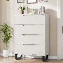 4 Dresser For Bedroom, 41.5" Tall Dresser, Freestanding Vertical Drawer Cabinet With Storage, Wooden Closet Storage Chest For Living Room, Entryway -Garvee GUEST d81e9c0e afeb 4dd1 b499 0b172b80d01e