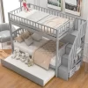 Twin Over Twin Bunk Bed,Solid Wood Bedframe With Trundle And Staircase For Kids/Teens Grown-ups, Multi-bed Design For Small Units With Storage Space -Garvee GUEST d8a382b6 86a1 4a0a 8276 6bba923064d8