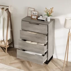 Garvee 4 Dresser For Bedroom, 41.7" Tall Dresser, Freestanding Vertical Drawer Cabinet With Storage, Wooden Closet Storage Chest For Bedroom -Garvee GUEST d8e92101 bec6 4284 b327 6032cfb6b098