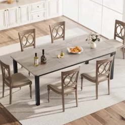 Industrial Dining Table For 6~8 People, 78.7" Long Kitchen Table,Wood Dining Table, Kitchen & Dining Room Table, Rectangle Dining Room Table For 6 -Garvee GUEST d927a073 cde1 4d56 8b62 a3b1a45b0bb9