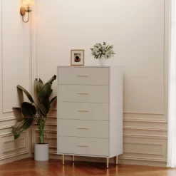 Garvee 5 Drawer Dresser For Bedroom, Modern Tall Dresser Organizer With Storage Drawers, Wooden Chests Of Drawers For Bedroom, Entryway, Hallway,White 8 Garvee 5 Drawer Dresser For Bedroom, Modern Tall Dresser Organizer With Storage Drawers, Wooden Chests Of Drawers For Bedroom, Entryway, Hallway,White -Garvee GUEST d9297191 d08b 461b 903c 18f9e6e2a40e