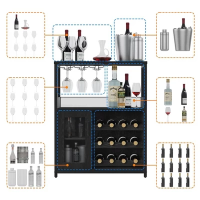 3-Tier Wine Bar Cabinet With Detachable Wine Rack And Storage Space 6 3-Tier Wine Bar Cabinet With Detachable Wine Rack And Storage Space - Image 4