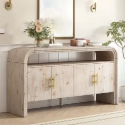 59" Entryway Console Table With Storage, Wooden Sideboard Buffet Cabinet, Behind Couch Table, Sofa Foyer Table For Entryway Hallway Living Room -Garvee GUEST d95f6fce 1a01 4712 b06f 6e3986440118