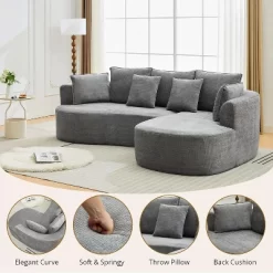 106'' Curved Modular Sectional Sofa With Chaise & Sleeper, Chenille Fabric, No Assembly For Living Room/Apartment/Bedroom -Garvee GUEST d9a5fb46 3da1 4363 8d2c ee940c68ddfa