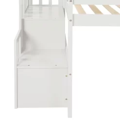 Twin Size Loft Bed, Pine Wood Twin Loft Bed Frame With Staircase Storage Space Slide Full-length Safety Guardrails For Bedroom No Box Spring Needed -Garvee GUEST d9b7a326 fa15 4178 aaa1 ca8cff4c7e43