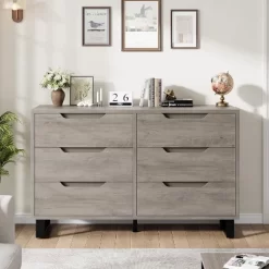 6 Dresser For Bedroom, 47.2" Wide Dresser, Freestanding Vertical Drawer Cabinet With Storage, Wooden Closet Storage Chest For Living Room, Hallway -Garvee GUEST db9c0e9e e344 4a45 b41e 99999149f0c8