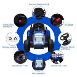 12V Kids Ride On Tractor Battery Powered Electric Tractor W/ Trailer Toddlers，Remote Control, 2+1 Gear Shift, EVA Treaded Tires, LED Lights, MP3, USB -Garvee GUEST dba84dea fc52 45aa 8d38 8d439e38046f