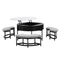 Lift Top Coffee Table With 3 Ottoman, Modern Round Center Table With Hidden Storage, Wood Cocktail Table For Living Room Bedroom Office -Garvee GUEST dbaa1b8e b1a1 4f17 92cc 19f3b9cd9698