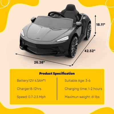 Ride On Car,12V Licensed Electric Car For 3-6 Kids,Electric Car With 2 Speeds 6 Ride On Car,12V Licensed Electric Car For 3-6 Kids,Electric Car With 2 Speeds - Image 4