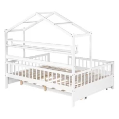 Full Size House Bed With Storage Shelves Full Size Platform Bed Frame With Twin Trundle For Kids Teens Girls Boys White 10 Full Size House Bed With Storage Shelves Full Size Platform Bed Frame With Twin Trundle For Kids Teens Girls Boys White -Garvee GUEST dc1b3b31 36f7 447d a681 3ed2c1d8284c