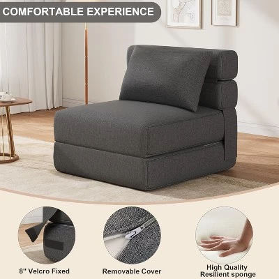 Modern Convertible Sleeper Chair With Upgraded Pillow, Foldable Memory Foam Sleepers, Comfy Floor Sofa 4 Modern Convertible Sleeper Chair With Upgraded Pillow, Foldable Memory Foam Sleepers, Comfy Floor Sofa - Image 2