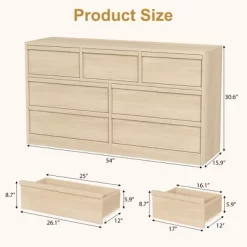 Garvee 7 Drawer Dresser For Bedroom, Natural Double Dresser Organizer With Concave Handles, Modern Chest Of Drawers For Bedroom, Living Room, Nursery -Garvee GUEST dc529a57 cec6 41ff 9d6d fd8017f9656b