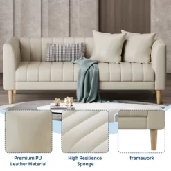 Garvee Faux Leather Sofa Couch, Modern 78" W Sofa With Deep Seats, 3 Seater Sofa Couch With 2 Throw Pillows And Wood Legs, For Living Room 16 Garvee Faux Leather Sofa Couch, Modern 78" W Sofa With Deep Seats, 3 Seater Sofa Couch With 2 Throw Pillows And Wood Legs, For Living Room -Garvee GUEST dc7d44af df7d 41dc 8df0 17baebc32ead