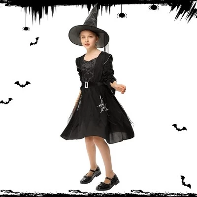 Garvee Black Witch Costume For Girls--Halloween Plush Witch Dress With Hat 5 Garvee Black Witch Costume For Girls--Halloween Plush Witch Dress With Hat - Image 3