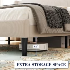 Garvee Queen Upholstered Bed Frame With Wingback Headboard, Luxurious Velvet Upholstery Platform Bed, Wooden Slat Support, Box Spring Optional -Garvee GUEST dd628b45 53c0 49d9 9736 caec8c6becd9