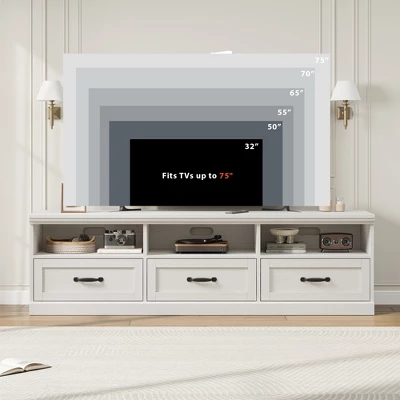 70in TV Stand For TVs Up To 80", Mid Century Modern Entertainment Center With Drawer, TV Console Media Cabinet For Living Room, Bedroom 7 70in TV Stand For TVs Up To 80", Mid Century Modern Entertainment Center With Drawer, TV Console Media Cabinet For Living Room, Bedroom - Image 5