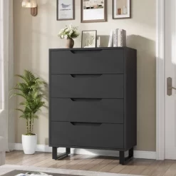 Garvee 4 Dresser For Bedroom, 41.7" Tall Dresser, Freestanding Vertical Drawer Cabinet With Storage, Wooden Closet Storage Chest For Bedroom -Garvee GUEST deb453bf 493f 45fd adc7 3dc9120aefca