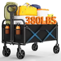 Foldable Utility Wagon With All-Terrain Wheels - 380lb Capacity, Adjustable Handle & Drink Holders For Beach, Picnics, Tailgating 20 Foldable Utility Wagon With All-Terrain Wheels - 380lb Capacity, Adjustable Handle & Drink Holders For Beach, Picnics, Tailgating -Garvee GUEST df821e0a 4da0 4854 8459 0e5ecc452d9c