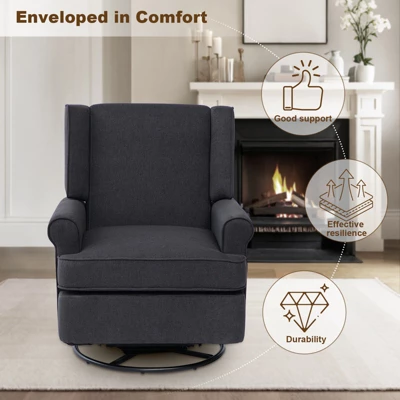 Swivel Glider Rocking Recliner, Nursery Glider Chair, Soothing Rocking Motion, Nursery Breastfeeding Maternity Chair For Living Room, Office 5 Swivel Glider Rocking Recliner, Nursery Glider Chair, Soothing Rocking Motion, Nursery Breastfeeding Maternity Chair For Living Room, Office - Image 3