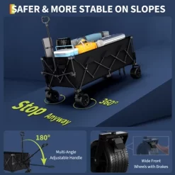 Heavy Duty Foldable Wagon For Beach, Extra Large Collapsible Foldable Wagon For Camping, All Terrain Beach Wagons Extended With Cup Holders For Sand -Garvee GUEST dfd07bf4 e498 4f7c be9b 5eb8cf0ab7fc
