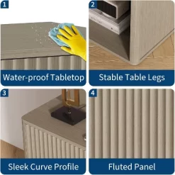 Fluted Nightstands Set 2, Side Tables, Modern Mid Century End Table With Drawer, Farmhouse Bed Side Tables For Bedroom Living Room Sofa Couch, Grey -Garvee GUEST dfdf875a 7bb8 435a ad2e 9281ef3c217b