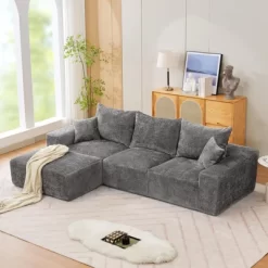 110'' Modular Sectional Sofa, L-Shaped Sofa With Deep Seats, Modern Convertible Chenille Couch With Ottomans,for Living Room, Bedroom -Garvee GUEST e020c0ab be2a 4a13 adde 443579761bea