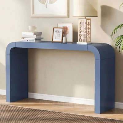 55.1-Inch Console Table, Minimalist Curved Design Entryway Table Sofa Table With Acacia Veneer And Two Legs For Entryway, Hallway, Living Room 8 55.1-Inch Console Table, Minimalist Curved Design Entryway Table Sofa Table With Acacia Veneer And Two Legs For Entryway, Hallway, Living Room - Image 6