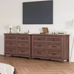 6 Dresser Cabinet, 47" Wide Drawer Dresser With Storage Freestanding, Wooden Closet Dresser Storage Chest For Bedroom Living Room -Garvee GUEST e08e970d 7c24 4ad1 8130 c831a0bf88c4