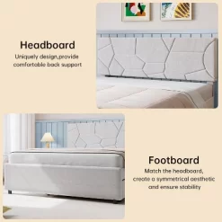 Garvee Full/Queen Size Upholstered Platform Bed With Twin Trundle - Pull Out Bed Frame With Headboard, Wood Slats, For Guest & Kids Rooms, Grey -Garvee GUEST e0aaccdd c525 41b7 8d1b c2869671e84e