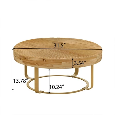 Center Tables, Modern Round Coffee Table Wooden Carving Pattern Coffee Table With Metal Legs For Living Room Reception Room Office 6 Center Tables, Modern Round Coffee Table Wooden Carving Pattern Coffee Table With Metal Legs For Living Room Reception Room Office - Image 4
