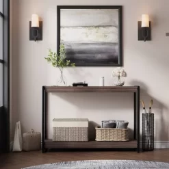 Whizmax 2-Tier Narrow Console Sofa Side Table For Entryway,Hallway,Living Room, 39.5in L X 13.7in W X 25.6in H -Garvee GUEST e101864b 9316 4963 8d4f 5a86e45e3cc6