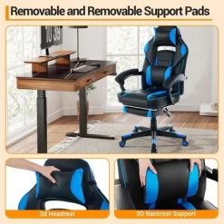 360° Swivel Height Adjustable Gaming Chair With Retractable Footrest & Ergonomic Lumbar High Back PU Leather Computer Chair With Headrest For Office 18 360° Swivel Height Adjustable Gaming Chair With Retractable Footrest & Ergonomic Lumbar High Back PU Leather Computer Chair With Headrest For Office -Garvee GUEST e113f548 0e34 4d7e bcac 51c1fc610fc0
