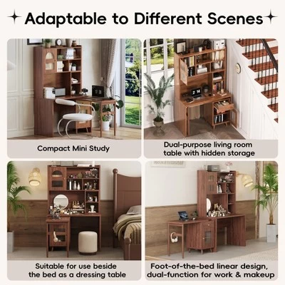 L Shaped Computer Desk With Hutch, Office Desk With 90 Degree Rotating Desktop, Corner Gaming Desk With Storage, Writing Table For Home Office 5 L Shaped Computer Desk With Hutch, Office Desk With 90 Degree Rotating Desktop, Corner Gaming Desk With Storage, Writing Table For Home Office - Image 3