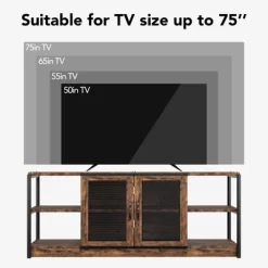 Farmhouse TV Stand For 65/75 Inch TVs, Entertainment Center With Storage Cabinet And Mesh Doors, Industrial Media Console Table, Vintage -Garvee GUEST e1d8f4fb 5f79 4986 a87e 238bf4d15ce2