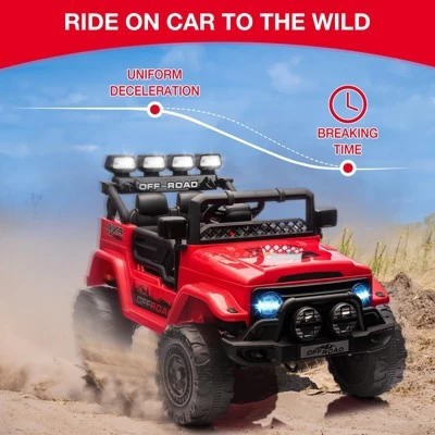 12V Ride-On Truck Car For Kids – Battery Powered Electric Vehicle With Remote Control, Spring Suspension, LED Lights, Bluetooth & 3 Speeds 6 12V Ride-On Truck Car For Kids – Battery Powered Electric Vehicle With Remote Control, Spring Suspension, LED Lights, Bluetooth & 3 Speeds - Image 4