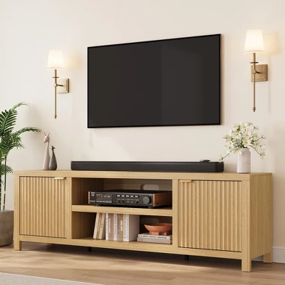 Garvee 70" TV Stand Entertainment Center With Storage, Fluted Door And Gold Handle, Wooden Media Console Cabinet For Living Room, Bedroom 10 Garvee 70" TV Stand Entertainment Center With Storage, Fluted Door And Gold Handle, Wooden Media Console Cabinet For Living Room, Bedroom - Image 8