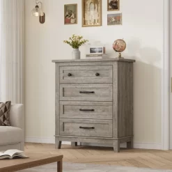 4 Dresser For Bedroom, 34.8" Tall Drawer Dresser With Storage Freestanding, Wooden Closet Storage Chest For Living Room, Bedroom, Office -Garvee GUEST e25cda94 80dc 441e 9aa8 7356c8a09d66