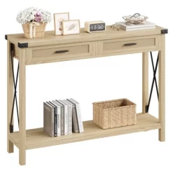 Whizmax Farmhouse Entryway Table, Console Table With Rattan Drawers, 43" Sofa Table With Storage, Console Tables For Entryway, Living Room, Hallway -Garvee GUEST e2929caa c4a4 4a07 915f 6785aa8ecb06