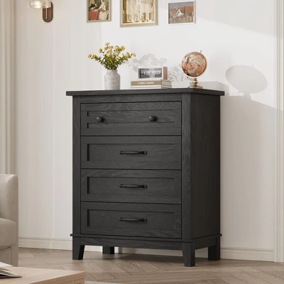 Garvee 4 Dresser For Bedroom, 34.8" Tall Drawer Dresser With Storage Freestanding, Wooden Closet Storage Chest For Living Room, Bedroom 10 Garvee 4 Dresser For Bedroom, 34.8" Tall Drawer Dresser With Storage Freestanding, Wooden Closet Storage Chest For Living Room, Bedroom - Image 8