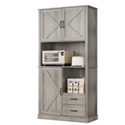 Whizmax Modern Kitchen Pantry Cabinet With Microwave Stand, Tall Hutch Bar Cabinet With Drawers And Adjustable Shelves For Dining Room, Living Room -Garvee GUEST e2dbc2d4 8ea8 4140 8378 fbf7ced9ce37