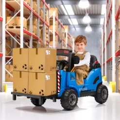 Ride On Forklift Car, 12V Electric Kids Ride On Car With Remote Control, Liftable Fork And Pallet, High/Low Variable Speed