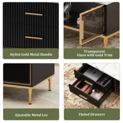 Whizmax Faux Marble Coffee Table - Modern Living Room Table With 4 Drawers & Glass Doors, Fluted Panel Design -Garvee GUEST e45624df 3385 4386 84d5 06dd48191206